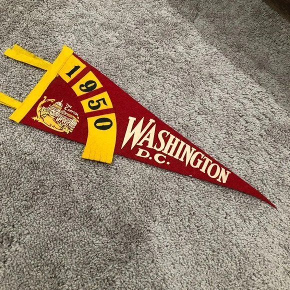 1950 Antique Washington DC Pennant Flag 17" - Picture 1 of 8